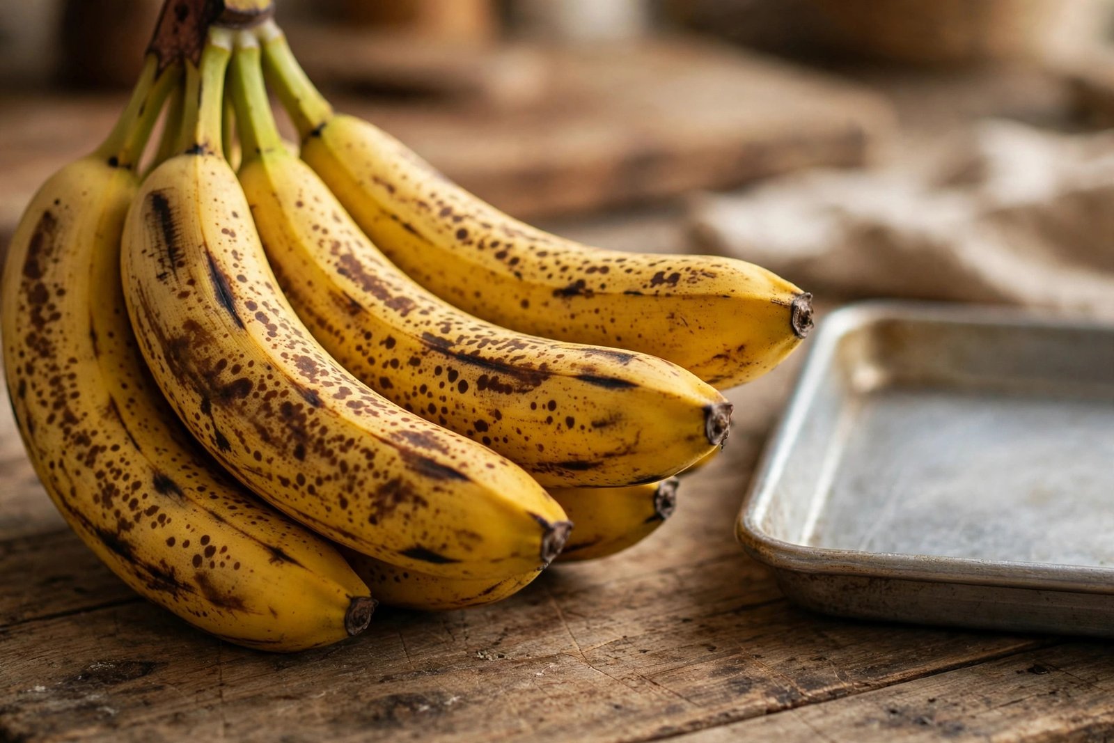 Very ripe bananas with brown spots, perfect for banana bread